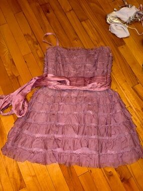 Girls Mauve Ruffle Party Dress BCBG